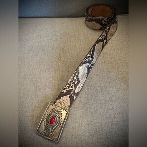 Vintage Navajo Natural Python Snakeskin Belt, M